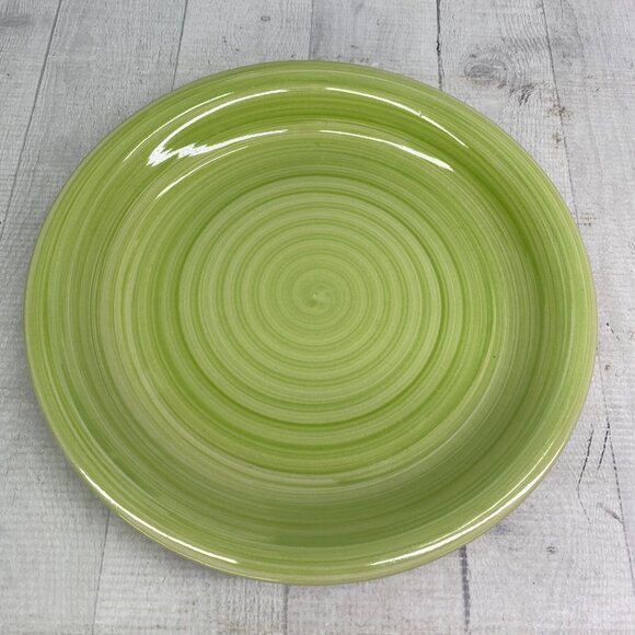 Royal Norfolk Greenbrier Spring Green Swirl Stoneware 10.5" Dinner Plates Set 4 - Picture 4 of 16
